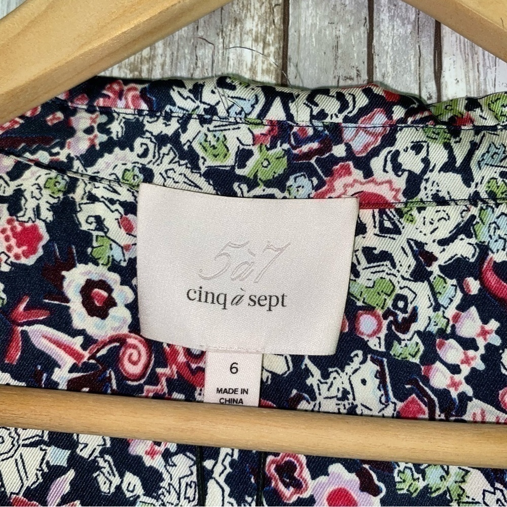 NWT Cinq à Sept Quin Floral Tie Midi Dress Size 6 - Picture 7 of 8